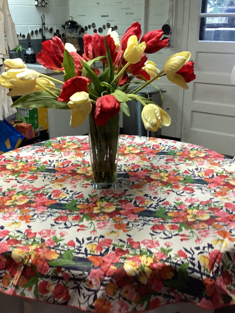 Vintage Tablecloth POLISHED COTTON. FLOWERS GALORE